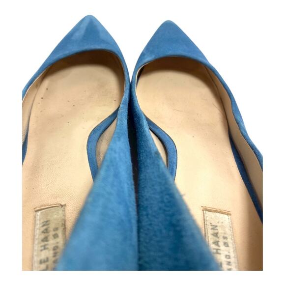 Cole Haan Womens Ava Size 8B Blue Suede Point Toe Dress Kitten Heels Pumps - Picture 4 of 8